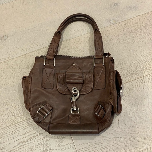 Brown Leather Shoulder Bag with Pockets - Picture 2 of 10